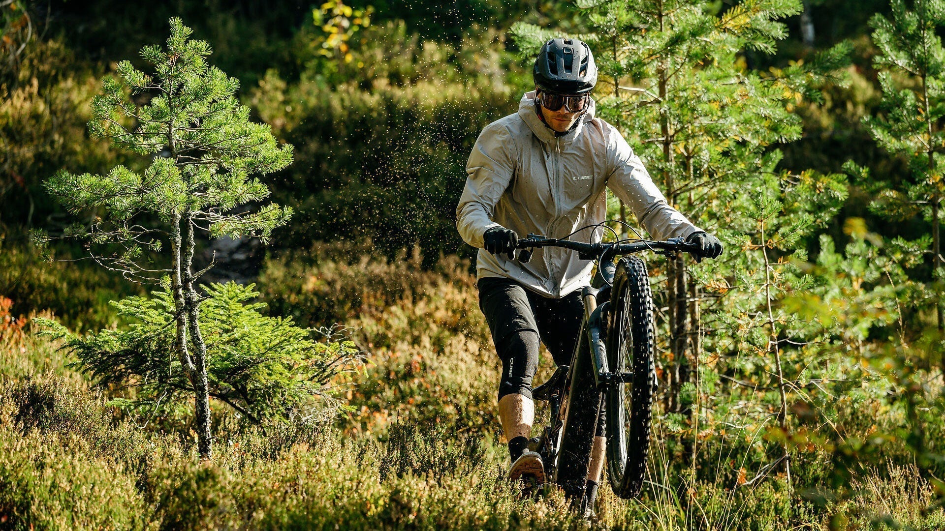 CUBE Bikes 2025 – Mountainbiker fährt mit CUBE MTB durch sonnigen Wald