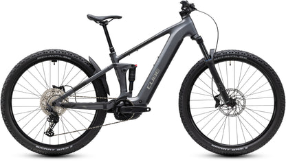 CUBE Stereo Hybrid ONE22 Pro 800 E-Mountainbike Fully 2027 in slabgrey und chrome, Seitenansicht