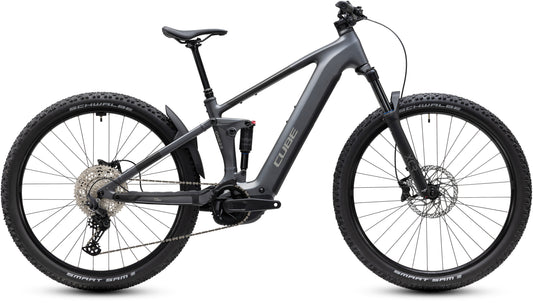 CUBE Stereo Hybrid ONE22 Pro 800 E-Mountainbike Fully 2027 in slabgrey und chrome, Seitenansicht
