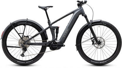 CUBE Stereo Hybrid ONE22 Pro 800 FE E-Mountainbike Fully 2027 in slabgrey und chrome, Seitenansicht