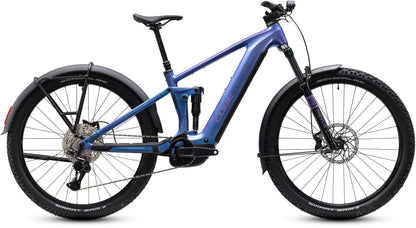 CUBE Stereo Hybrid ONE44 Pro 800 FE E-Mountainbike Fully 2027 in blueiris und purple, Seitenansicht