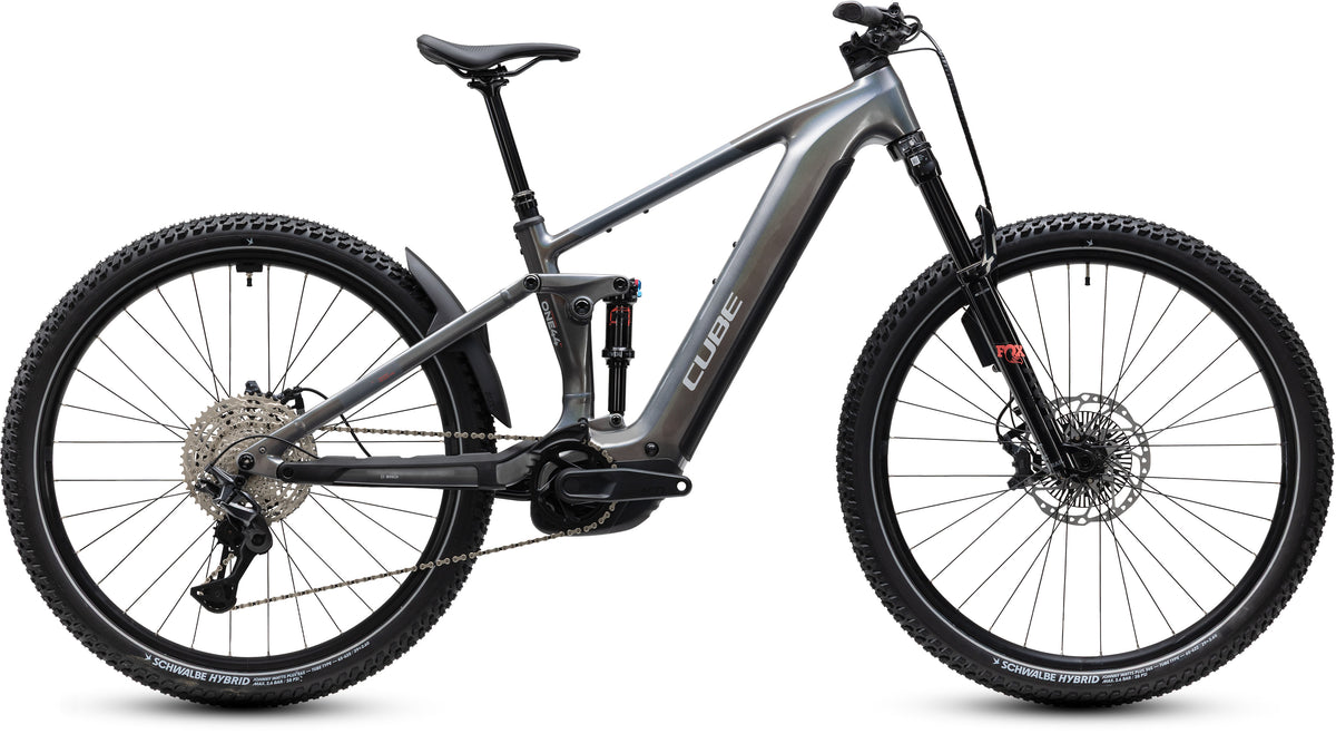 CUBE Stereo Hybrid ONE44 SLX 800 E-Mountainbike Fully 2027 in prismasilver und grey, Seitenansicht