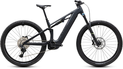 CUBE Stereo Hybrid ONE44 HPC Race 800 E-Mountainbike Fully 2027 in coal und green, Seitenansicht