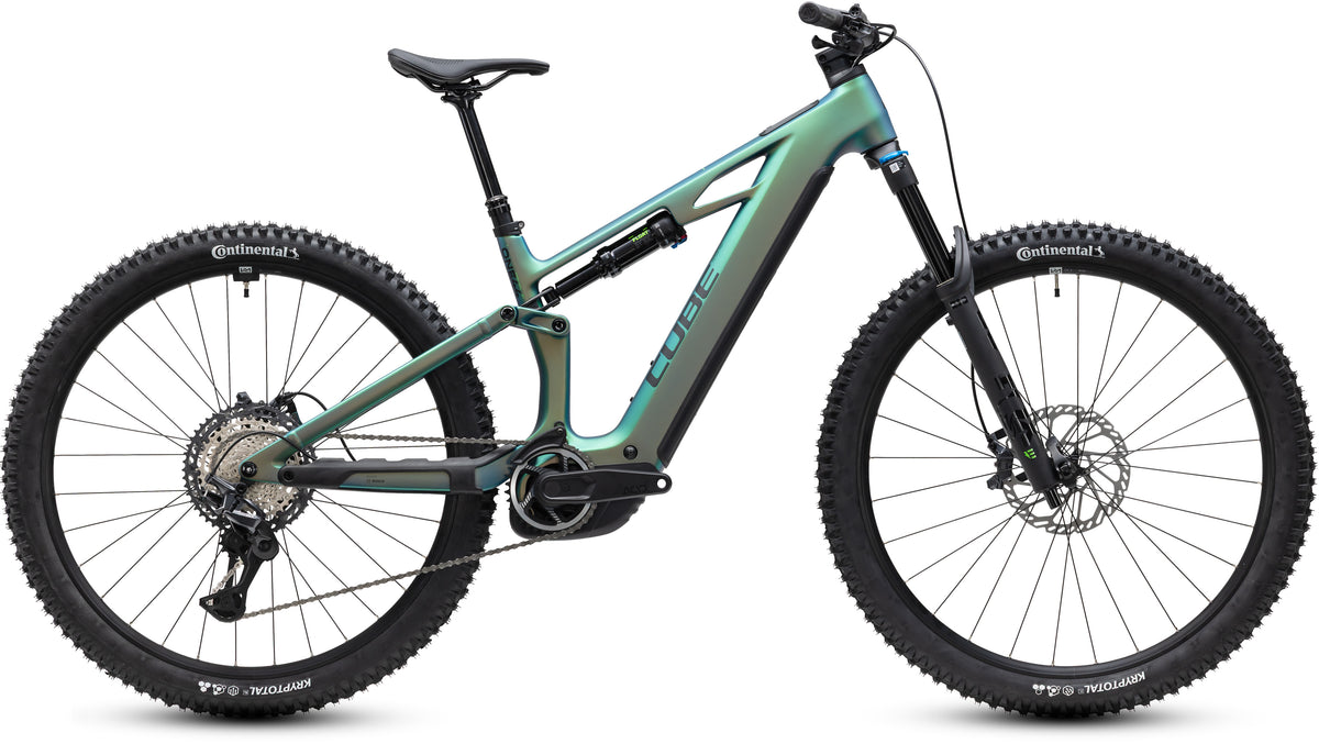CUBE Stereo Hybrid ONE44 HPC SLX 800 E-Mountainbike Fully 2027 in jungali und black, Seitenansicht