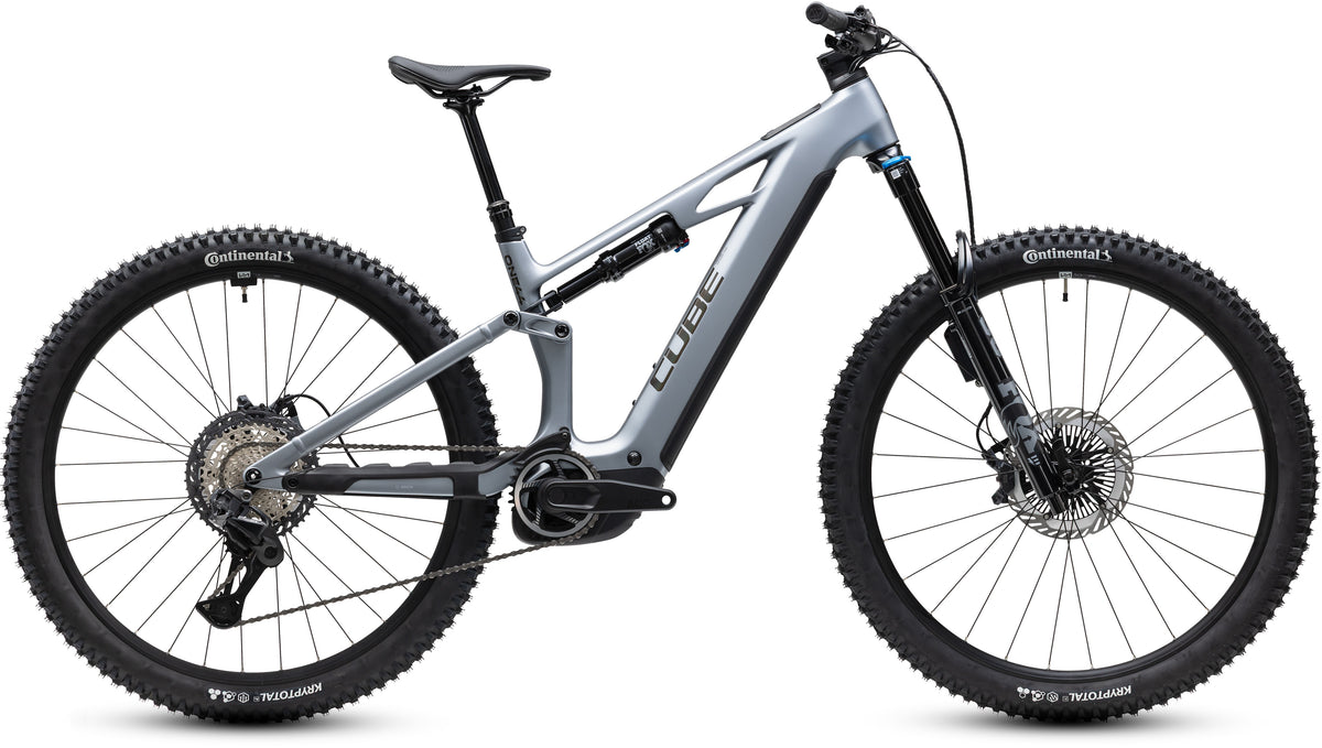 CUBE Stereo Hybrid ONE44 HPC SLX Evo 800 E-Mountainbike Fully 2027 in slategrey und prizm, Seitenansicht