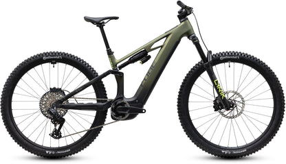 CUBE Stereo Hybrid ONE44 HPC TM 800 E-Mountainbike Fully 2027 in reedgreen und gills, Seitenansicht