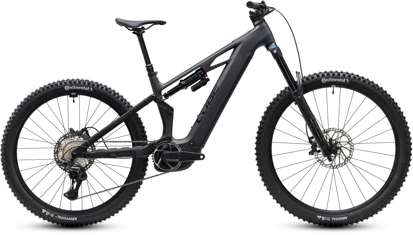 CUBE Stereo Hybrid ONE77 HPC SLX 800 E-Mountainbike Fully 2027 in blackline, Seitenansicht