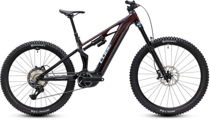 CUBE Stereo Hybrid ONE77 HPC SLX 800 E-Mountainbike Fully 2027 in liquidred und black, Seitenansicht
