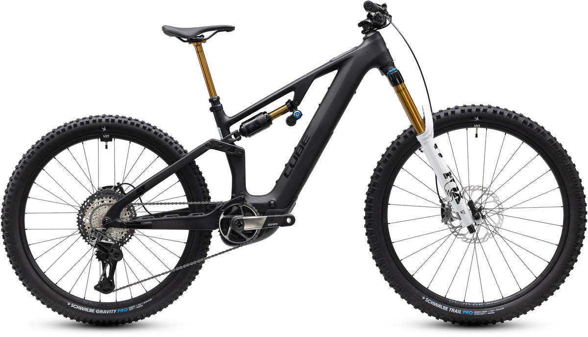 CUBE AMS Hybrid 177 C:62 At 600x E-Mountainbike Fully 2027 in carbon und white, Seitenansicht