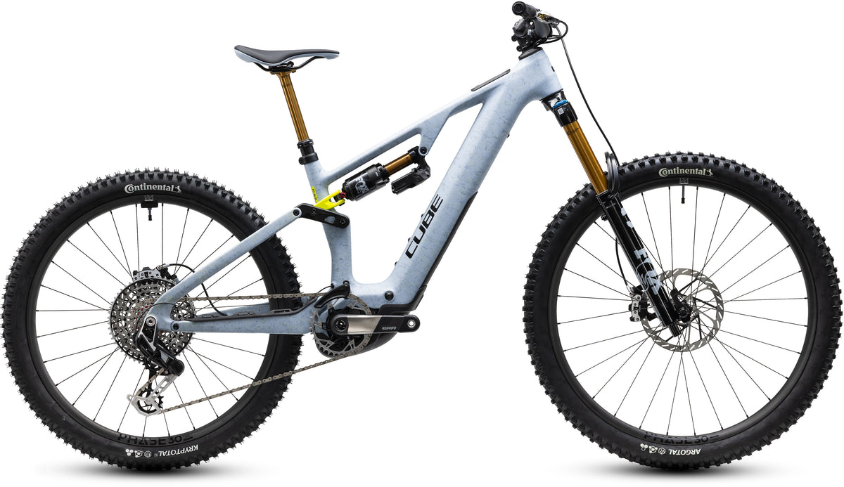 CUBE AMS Hybrid 177 C:62 Super TM 600x E-Mountainbike Fully 2027 in artichoke und lime, Seitenansicht