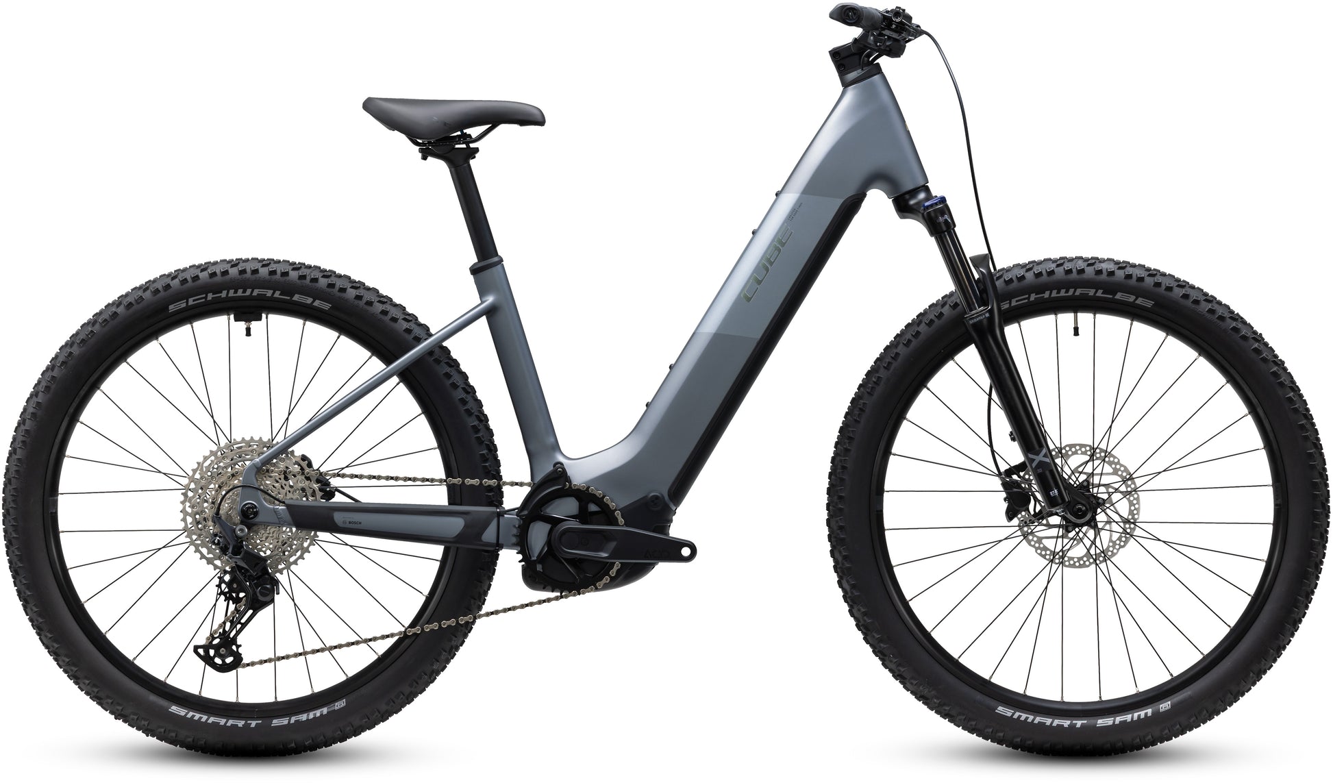 CUBE Reaction Hybrid Performance 720 Easy Entry E-Mountainbike Hardtail 2027 in ashgrey und prism, Seitenansicht