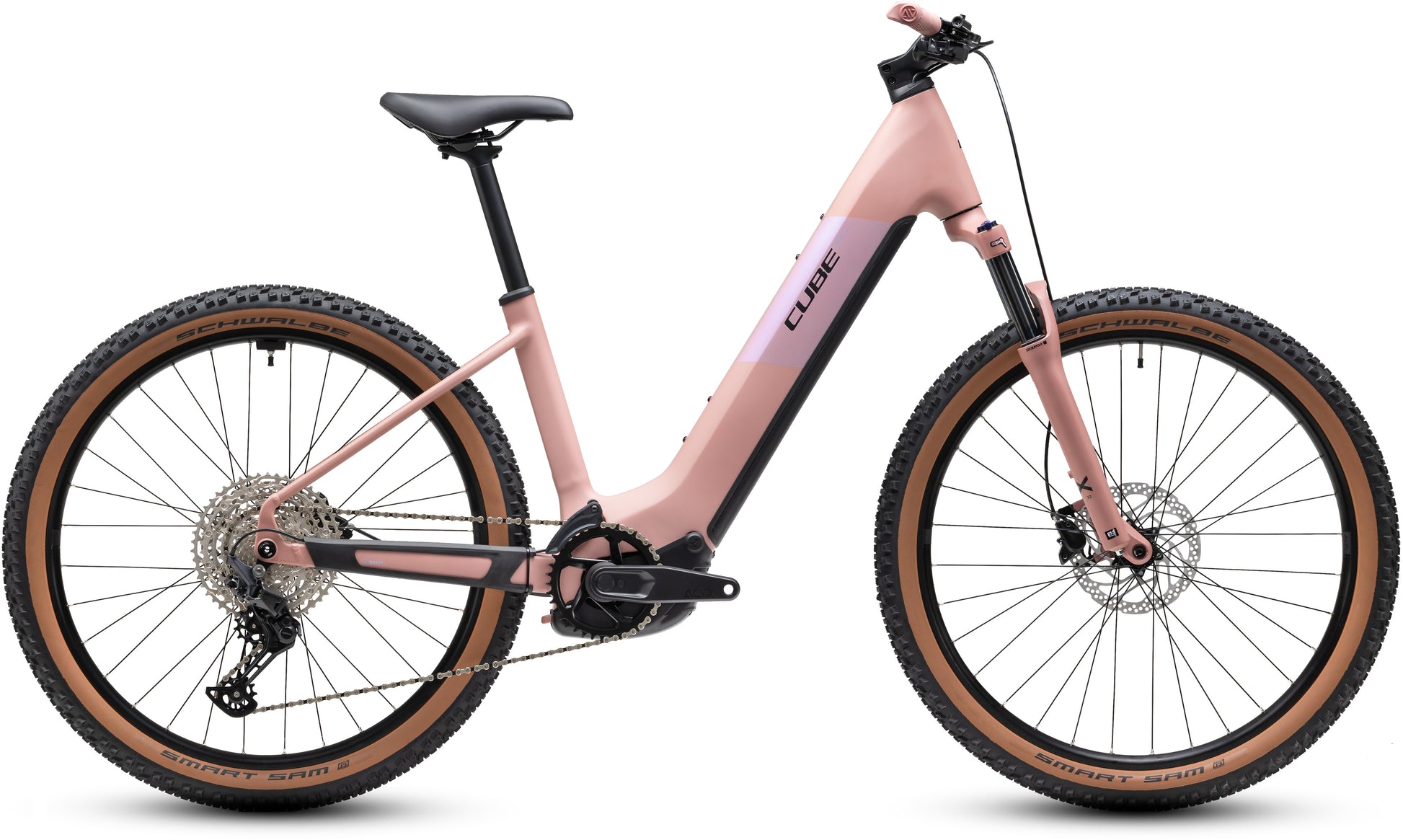 CUBE Reaction Hybrid Performance 720 Easy Entry E-Mountainbike Hardtail 2027 in ruby und black, Seitenansicht