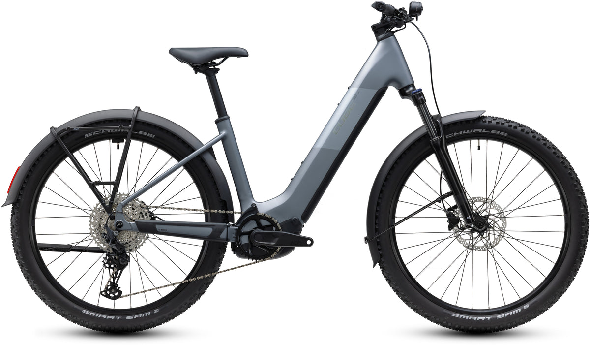 CUBE Reaction Hybrid Performance 720 FE Ashgrey N Prism Easy Entry E-Mountainbike Hardtail, Seitenansicht