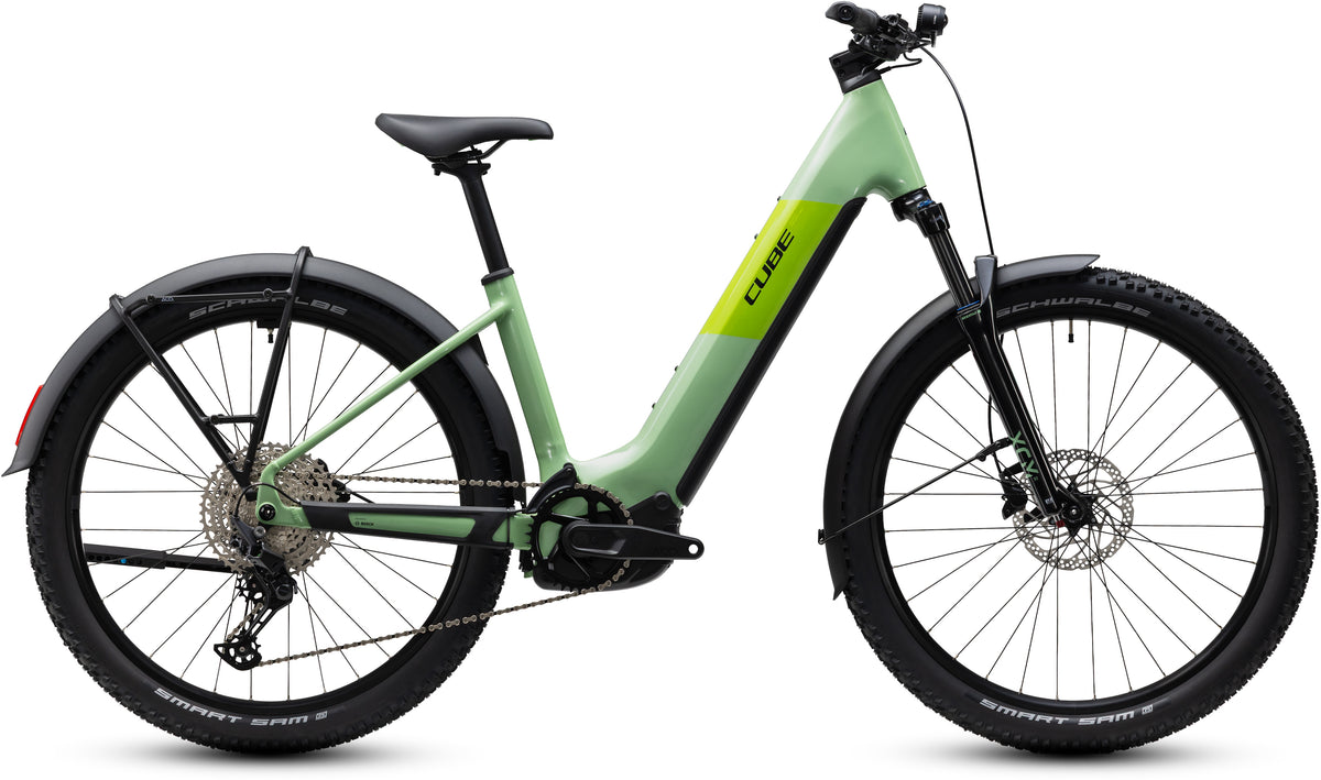 CUBE Reaction Hybrid ONE 720 FE Easy Entry E-Mountainbike Hardtail 2027 in cactus und black, Seitenansicht