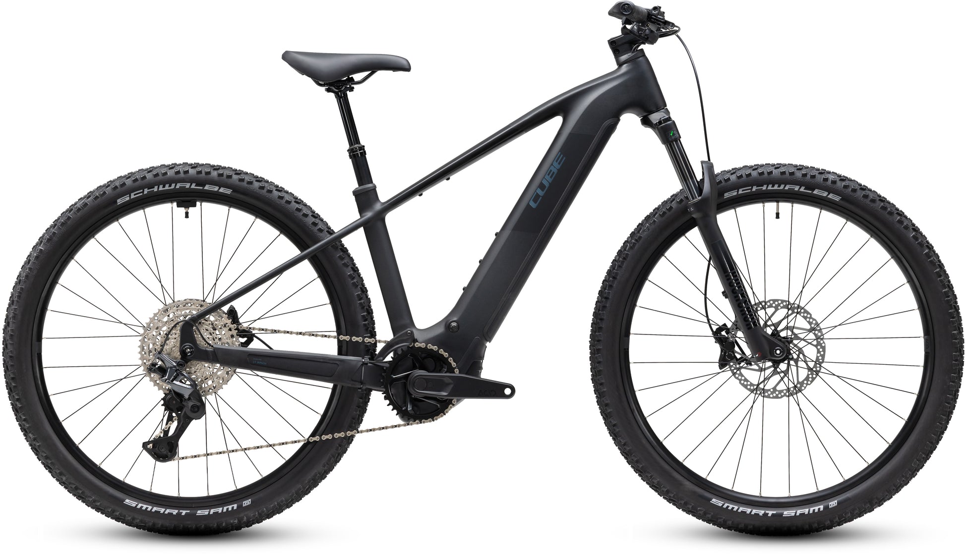 CUBE Reaction Hybrid Pro 800 E-Mountainbike Hardtail 2027 in silverdust und prism, Seitenansicht