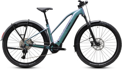 CUBE Reaction Hybrid Pro 800 FE Trapeze E-Mountainbike Hardtail 2027 in polarlight und black, Seitenansicht