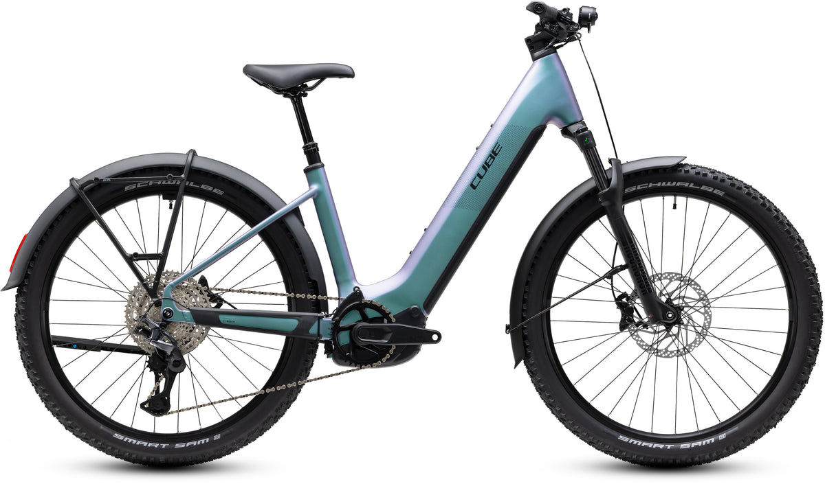 CUBE Reaction Hybrid Pro 800 FE Easy Entry E-Mountainbike Hardtail 2027 in polarlight und black, Seitenansicht