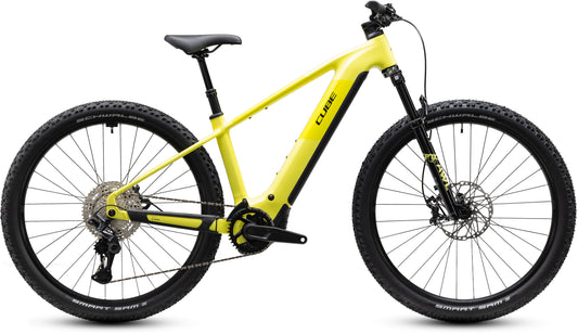 CUBE Reaction Hybrid Race 800 E-Mountainbike Hardtail 2027 in bananasplit und black, Seitenansicht