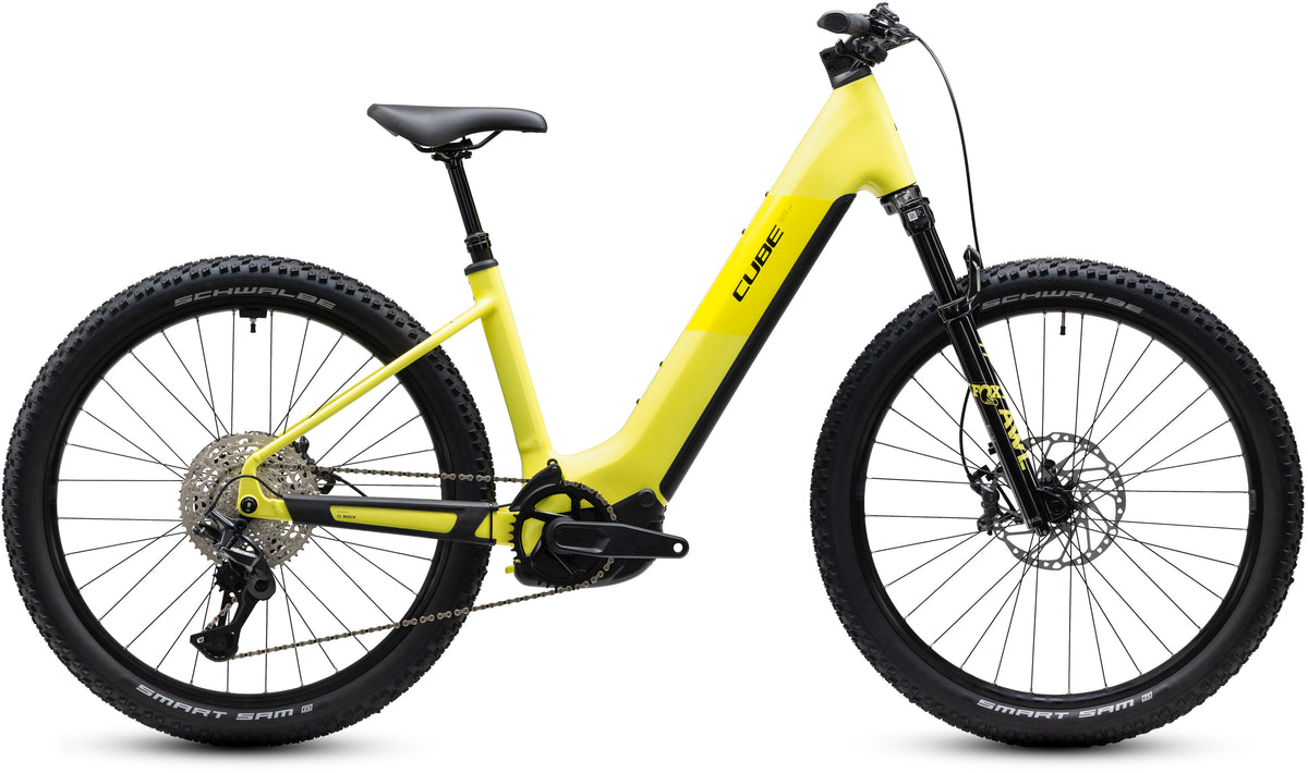 CUBE Reaction Hybrid Race 800 Easy Entry E-Mountainbike Hardtail 2027 in bananasplit und black, Seitenansicht