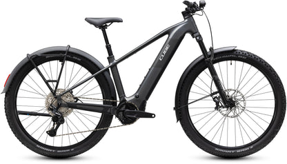 CUBE Reaction Hybrid Race 800 FE E-Mountainbike Hardtail 2027 in slabgrey und chrome, Seitenansicht