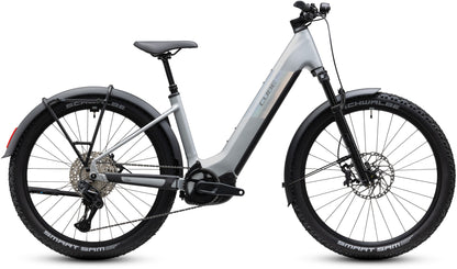 CUBE Reaction Hybrid SLX 800 FE Easy Entry E-Mountainbike Hardtail 2027 in platinum und reflex, Seitenansicht