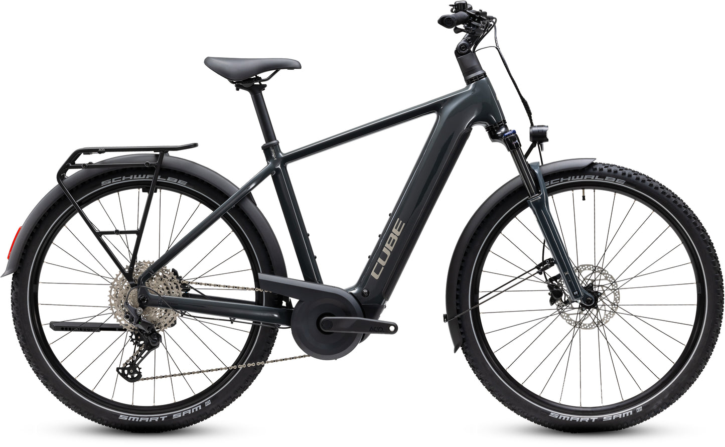 CUBE Nuride Hybrid Performance 720 E-Trekkingrad 2027 in shadowgrey und grey, Seitenansicht