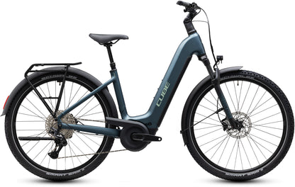 CUBE Nuride Hybrid Pro 800 Easy Entry E-Trekkingrad 2027 in deepteal und blue, Seitenansicht
