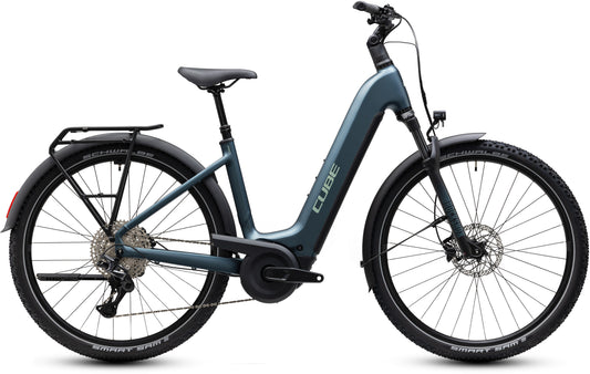 CUBE Nuride Hybrid Pro 800 Easy Entry E-Trekkingrad 2027 in deepteal und blue, Seitenansicht