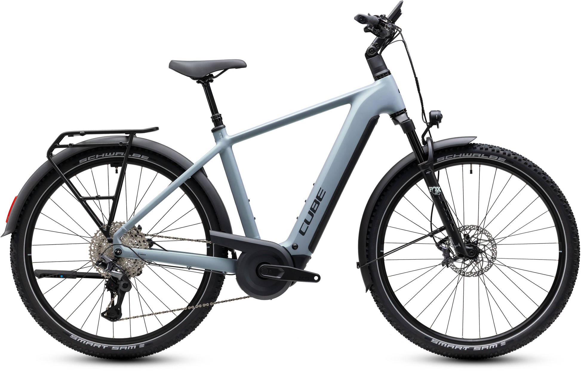 CUBE Nuride Hybrid EXC 800 E-Trekkingrad 2027 in seagrey und black, Seitenansicht