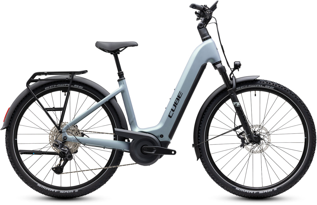 CUBE Nuride Hybrid EXC 800 Easy Entry E-Trekkingrad 2027 in seagrey und black, Seitenansicht