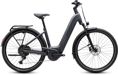 CUBE Touring Hybrid ONE 600 Easy Entry E-Trekkingrad 2027 in grey und coolgrey, Seitenansicht