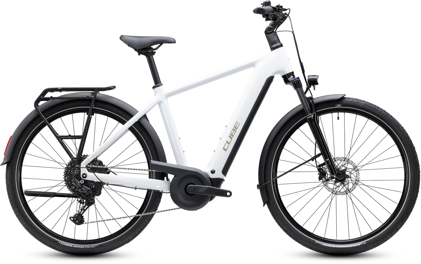 CUBE Touring Hybrid ONE 600 E-Trekkingrad 2027 in metallicwhite und chrome, Seitenansicht