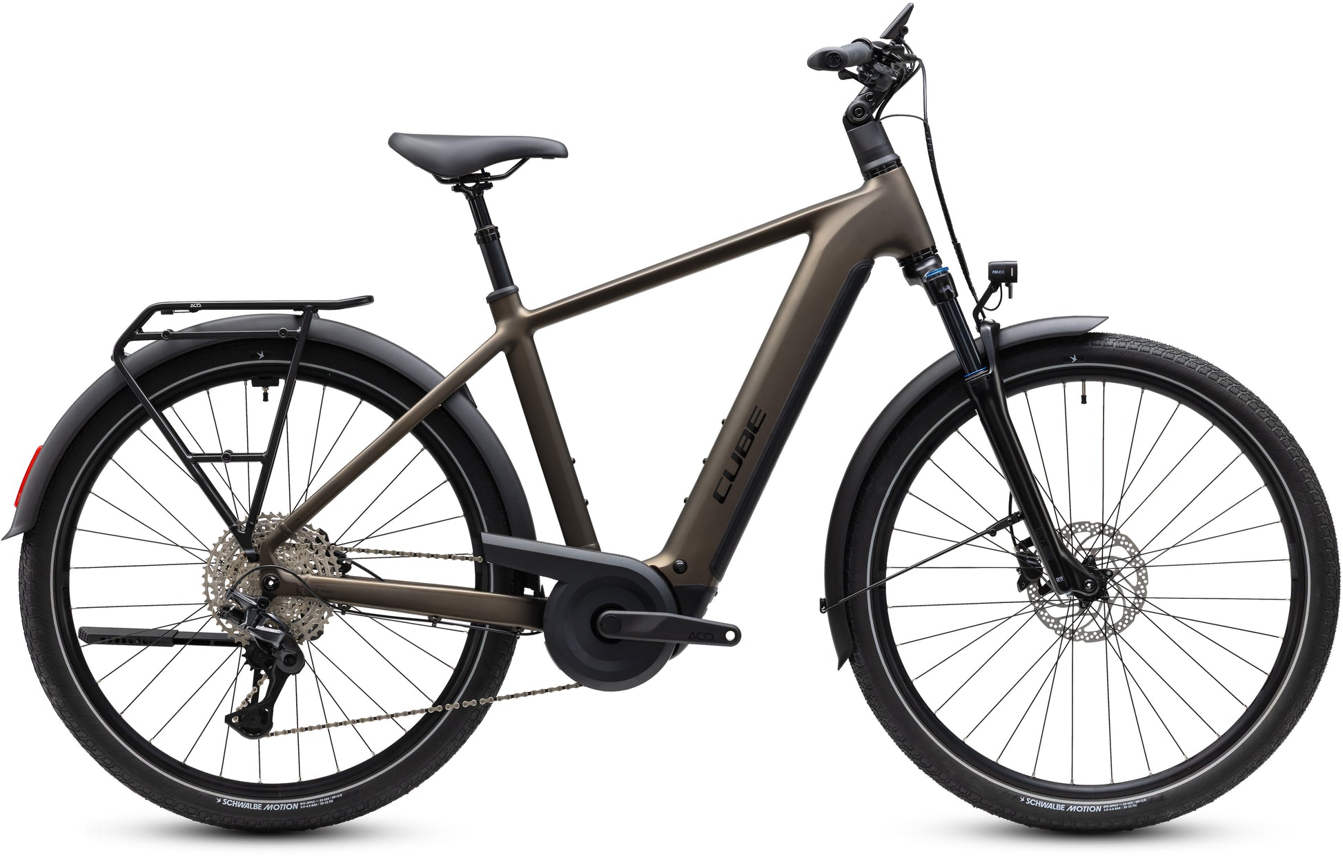 CUBE Touring Hybrid Pro 800 E-Trekkingrad 2027 in metallicumbra und black, Seitenansicht
