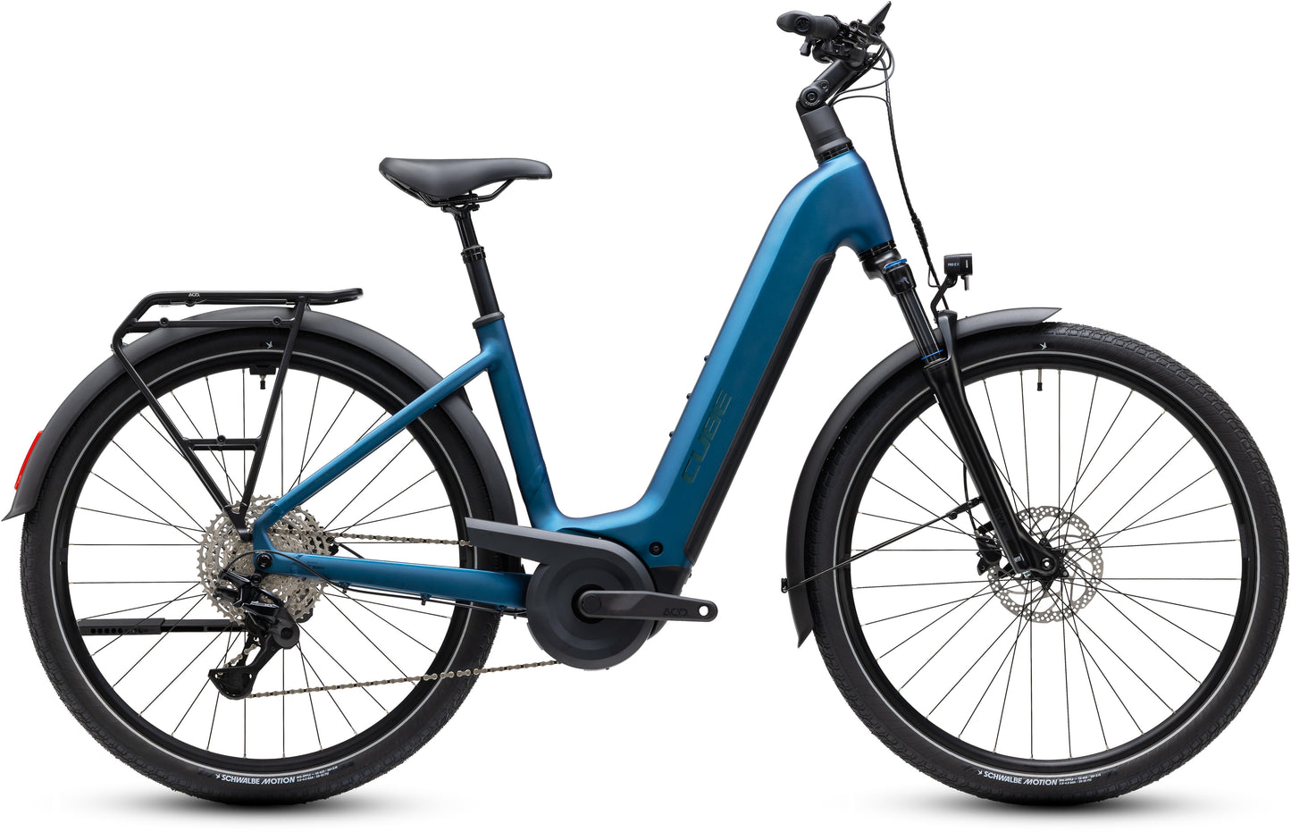 CUBE Touring Hybrid Pro 800 Easy Entry E-Trekkingrad 2027 in electricblue und prizm, Seitenansicht
