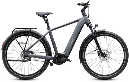 CUBE Touring Hybrid Deluxe SLX 800 E-Trekkingrad 2027 in slabgrey und chrome, Seitenansicht