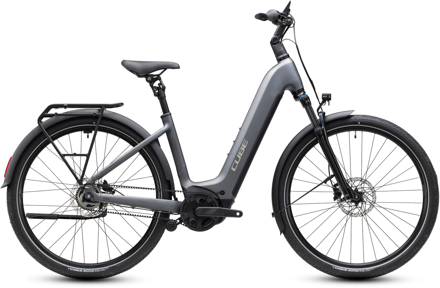 CUBE Touring Hybrid Deluxe SLX 800 Easy Entry E-Trekkingrad 2027 in slabgrey und chrome, Seitenansicht
