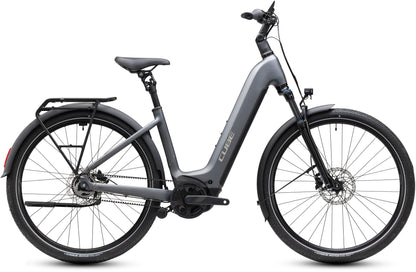 CUBE Touring Hybrid Deluxe SLX 800 Easy Entry E-Trekkingrad 2027 in slabgrey und chrome, Seitenansicht