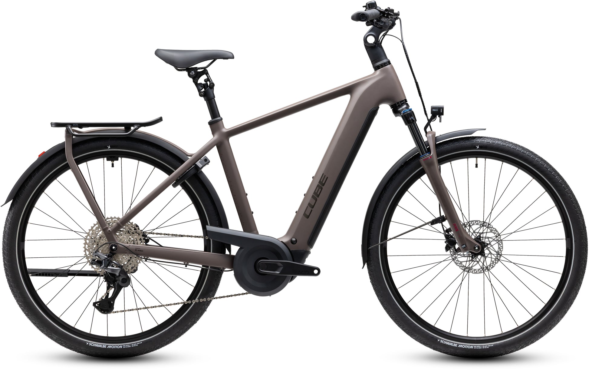 CUBE Kathmandu Hybrid ONE 800 E-Trekkingrad 2027 in cedar und chrome, Seitenansicht