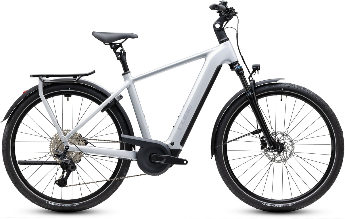 CUBE Kathmandu Hybrid ONE 800 E-Trekkingrad 2027 in silverstar und reflex, Seitenansicht