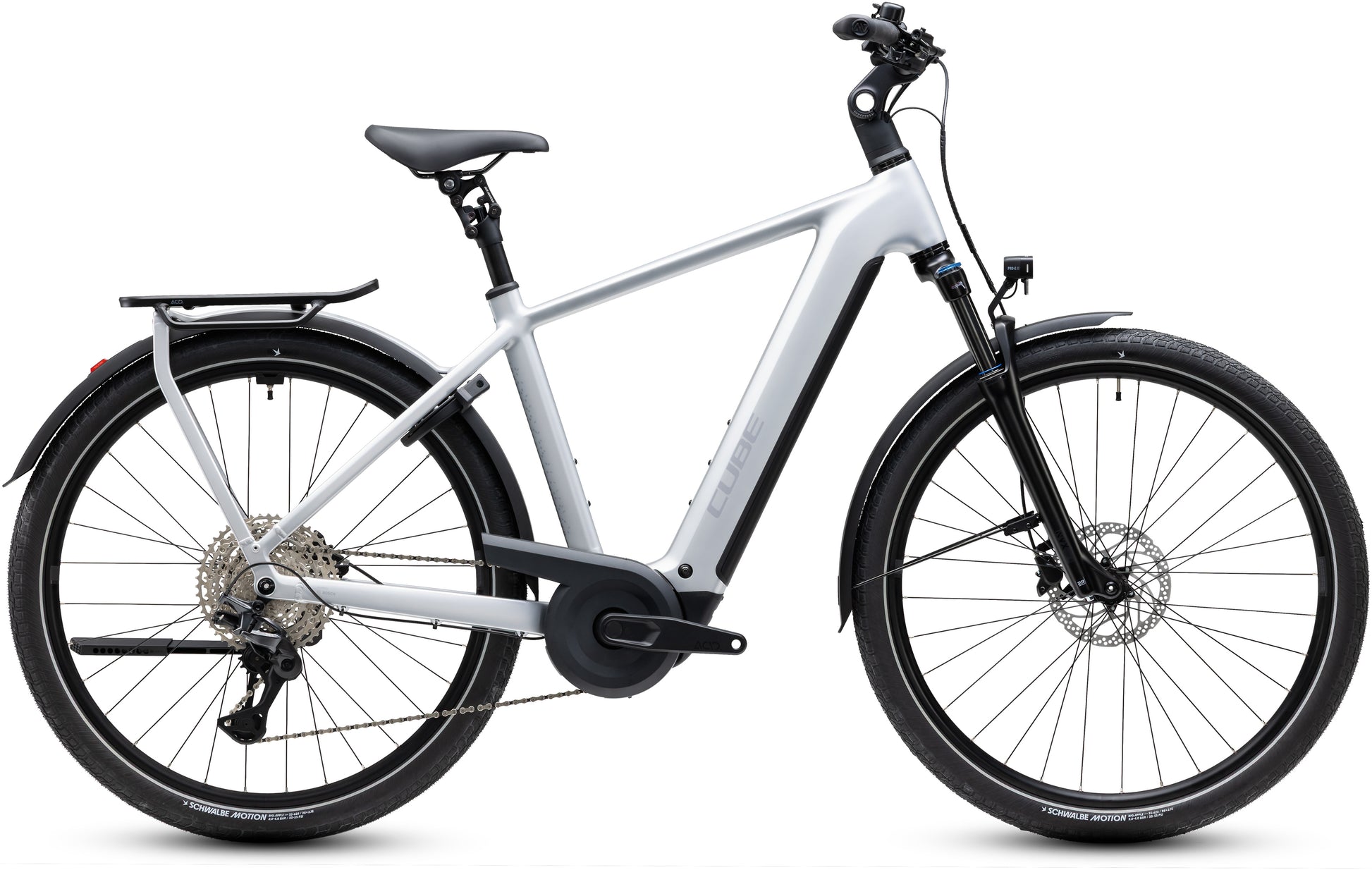 CUBE Kathmandu Hybrid ONE 800 E-Trekkingrad 2027 in silverstar und reflex, Seitenansicht