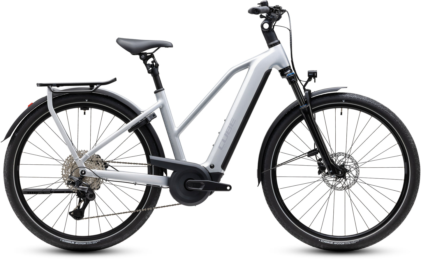 CUBE Kathmandu Hybrid ONE 800 Trapeze E-Trekkingrad 2027 in silverstar und reflex, Seitenansicht
