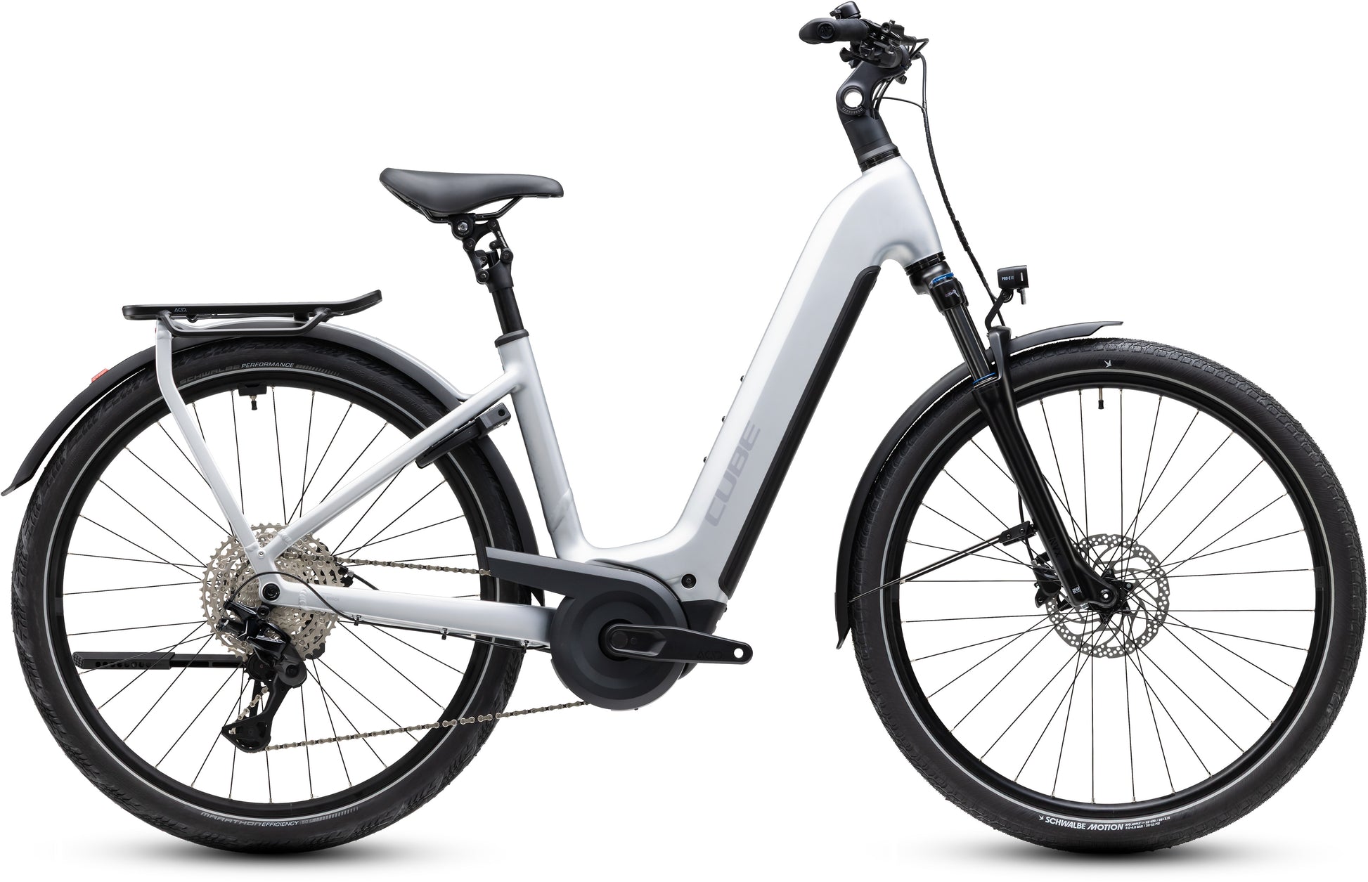 CUBE Kathmandu Hybrid ONE 800 Easy Entry E-Trekkingrad 2027 in silverstar und reflex, Seitenansicht