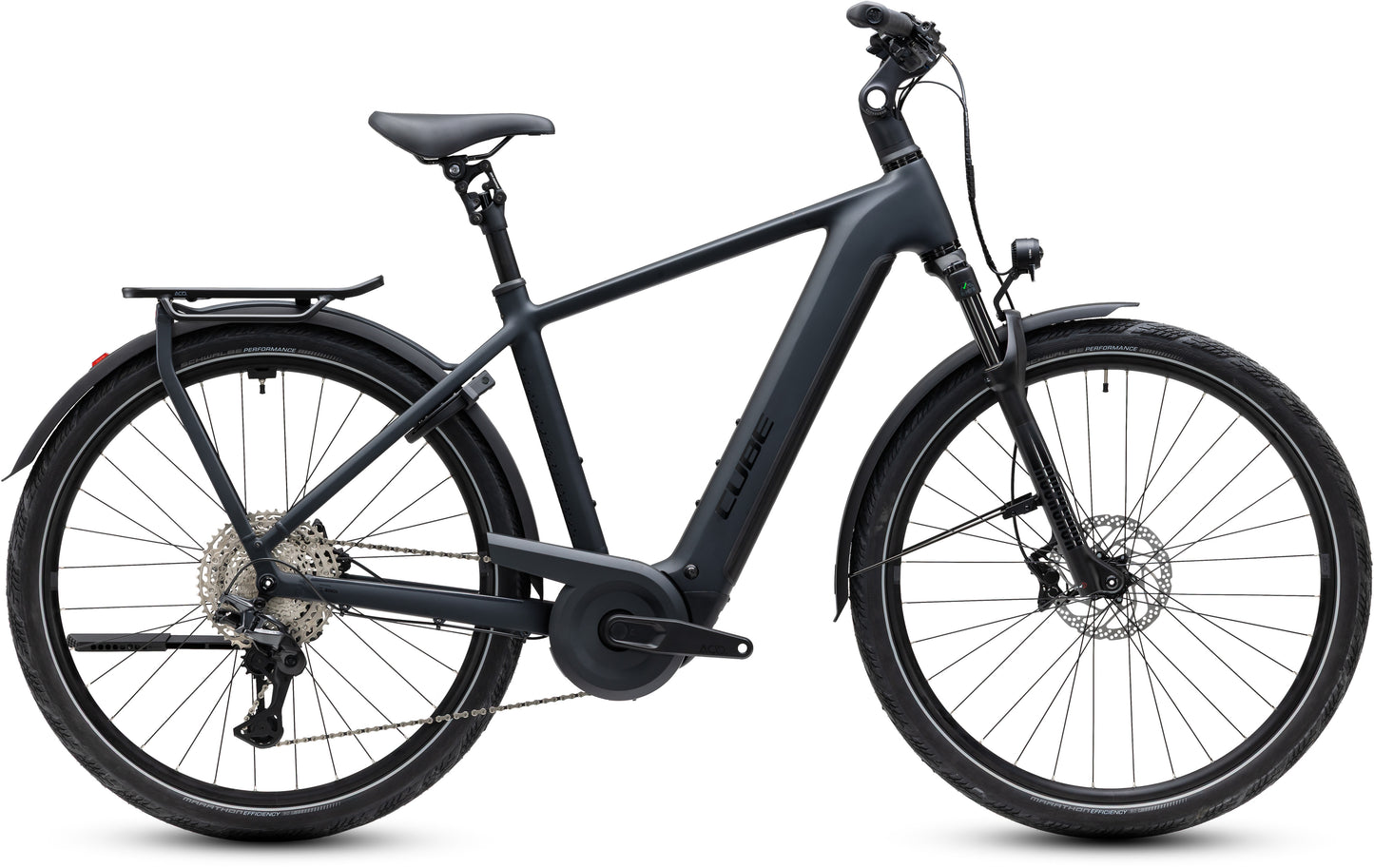 CUBE Kathmandu Hybrid Pro 800 E-Trekkingrad 2027 in coal und black, Seitenansicht
