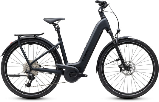 CUBE Kathmandu Hybrid Pro 800 Easy Entry E-Trekkingrad 2027 in coal und black, Seitenansicht