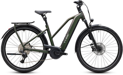 CUBE Kathmandu Hybrid EXC 800 Trapeze E-Trekkingrad 2027 in stellar und chrome, Seitenansicht