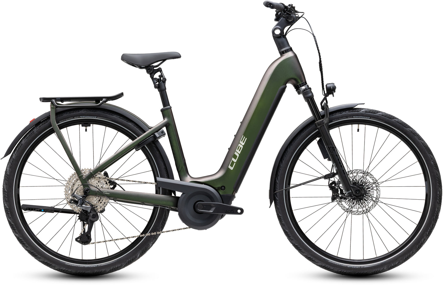 CUBE Kathmandu Hybrid EXC 800 Easy Entry E-Trekkingrad 2027 in stellar und chrome, Seitenansicht