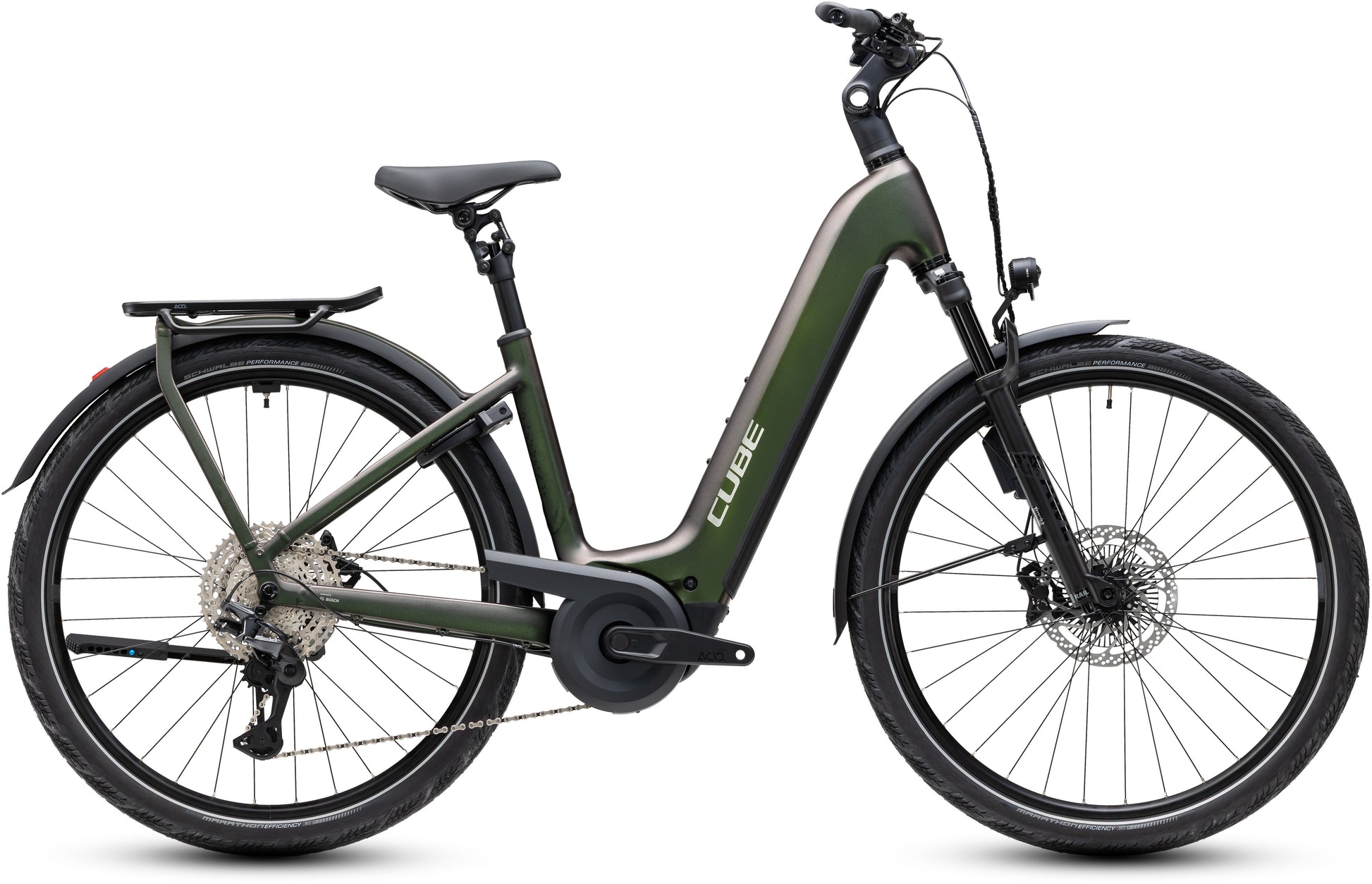 CUBE Kathmandu Hybrid EXC 800 Easy Entry E-Trekkingrad 2027 in stellar und chrome, Seitenansicht