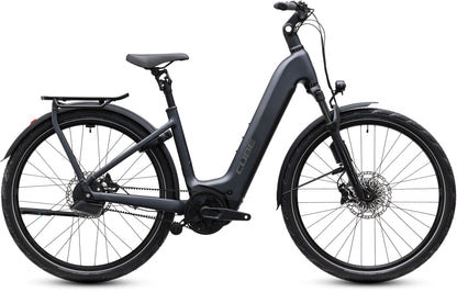 CUBE Kathmandu Hybrid Deluxe EXC 800 Easy Entry E-Trekkingrad 2027 in stealthgrey und grey, Seitenansicht