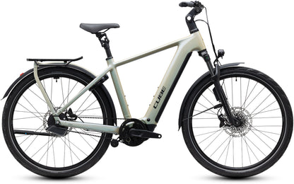 CUBE Kathmandu Hybrid Deluxe EXC 800 E-Trekkingrad 2027 in glintsand und black, Seitenansicht