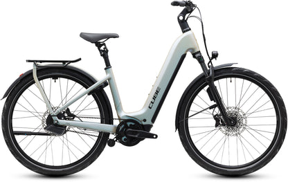 CUBE Kathmandu Hybrid Deluxe EXC 800 Easy Entry E-Trekkingrad 2027 in glintsand und black, Seitenansicht